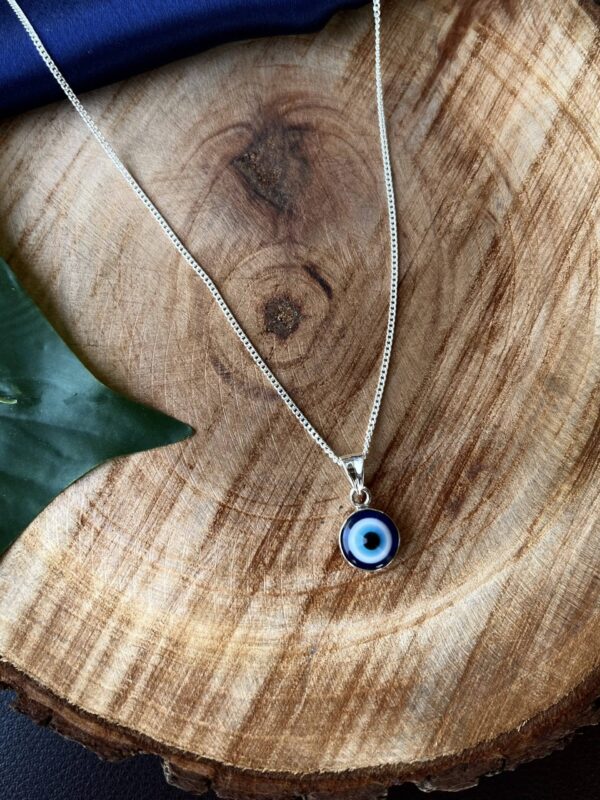 92.5 Hallmark Silver Evil Eye Necklace