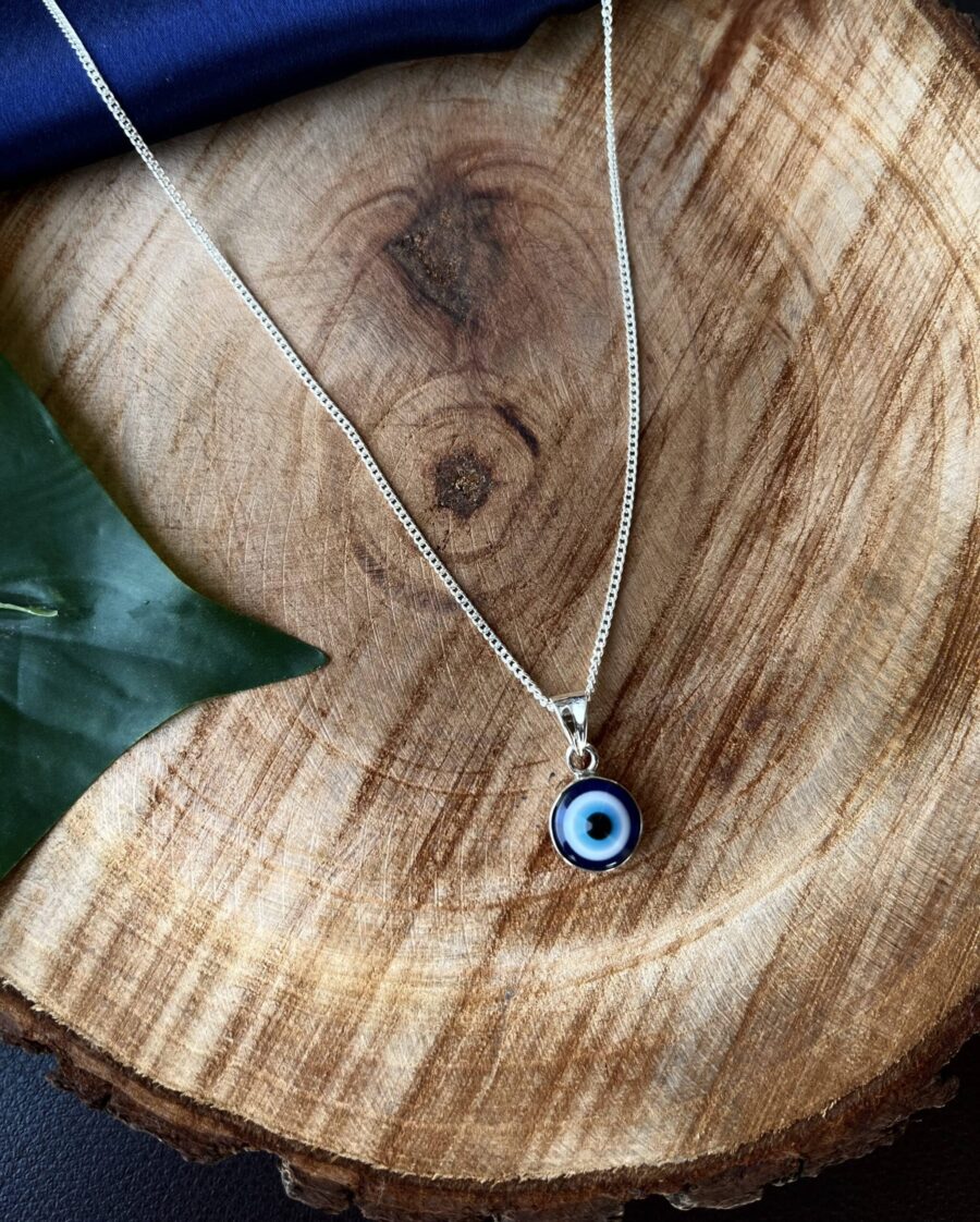 92.5 Hallmark Silver Evil Eye Necklace